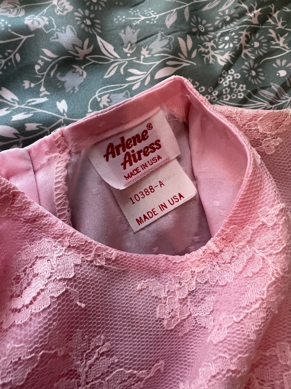 Vtg 80s Arlene Airess Pink Lace Party Dress ILGWU Made in USA 7 - Picture 4 of 7